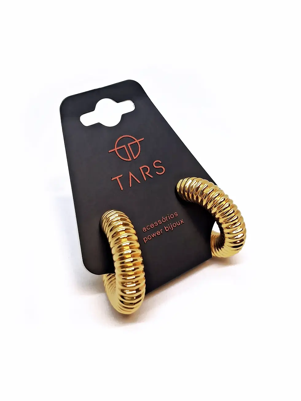 brinco tubular texturizado dourado