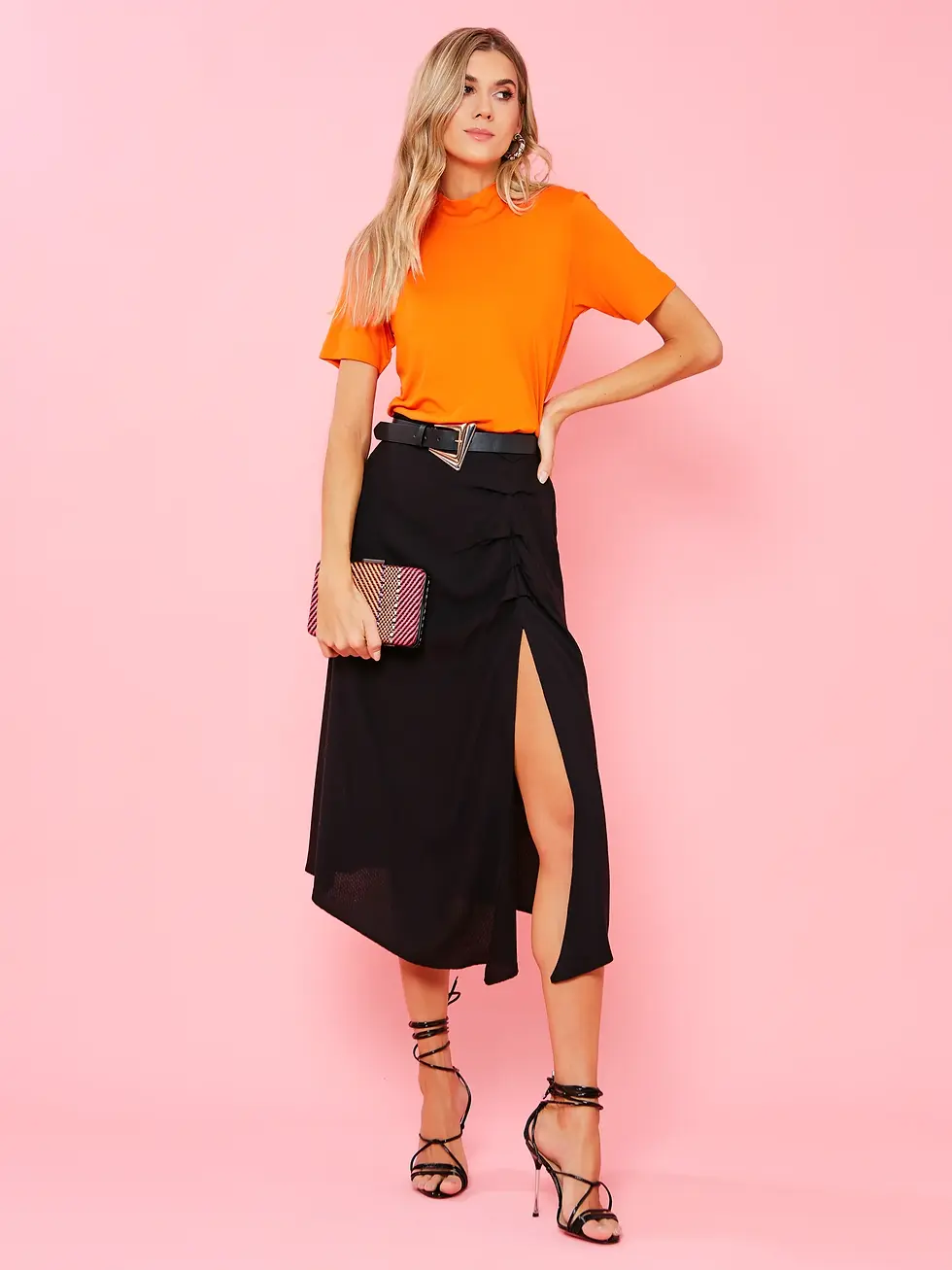 Miniatura: camiseta feminina gola alta laranja