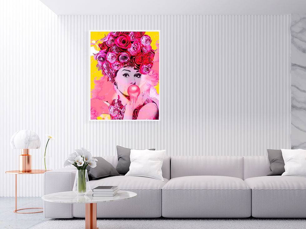 Thumbnail: Gum & Roses - 150x112 cm | 59x44 in - One of a kind