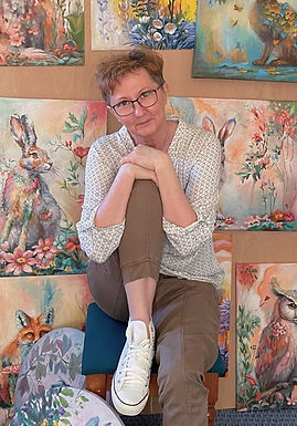 As a self-taught artist, I am driven by a deep passion for exploring the beauty and emotion of the natural world. My work often features animals, birds, and floral elements, blending realism with fantasy to create pieces that evoke wonder and connection. I work primarily with oil and acrylic, using vibrant colours and textured brushstrokes to bring my vision to life. Each painting reflects my desire to capture fleeting moments of tranquillity and magic, inviting viewers into a world of I'magination and serenity.