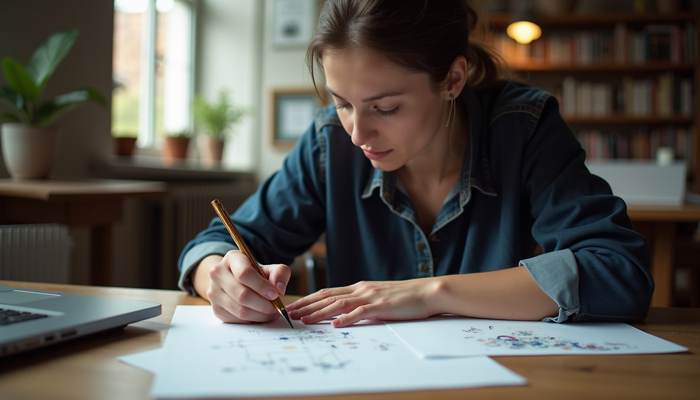 An artist painting on a desk