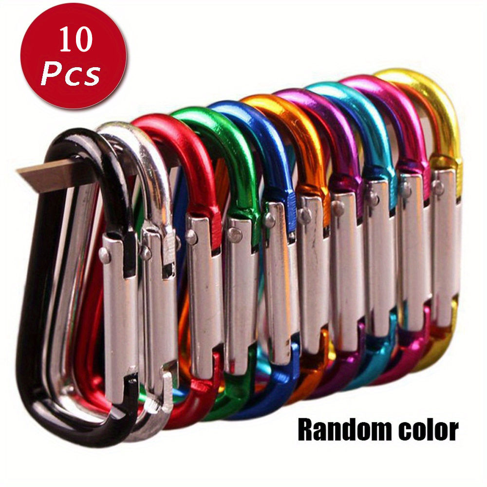 10pcs 10 Pack Heavy Duty Carabiner Keychains, Random Color, Camping, Hiking, Cli