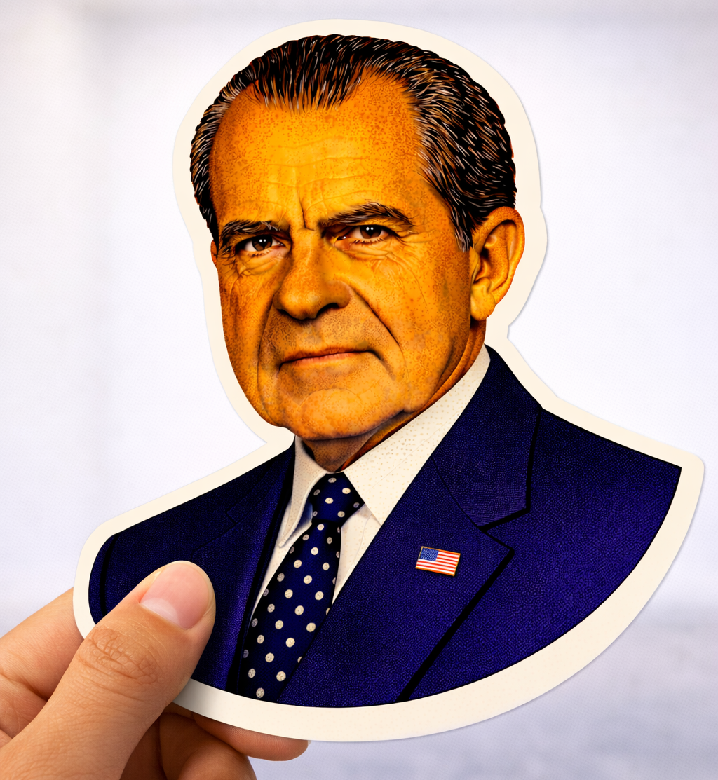 Richard Nixon Portrait Sticker – Vintage Pop Art Presidential Decal