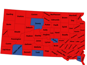 2022 South Dakota Gubernatorial Election Results by County 