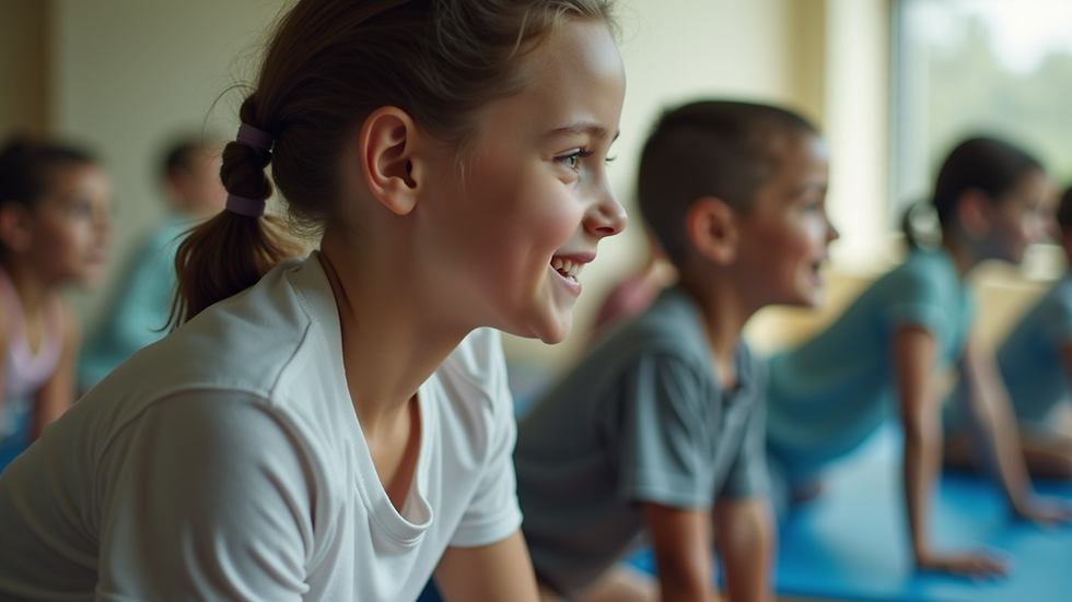 Close-up view of children engaging in functional training exercises