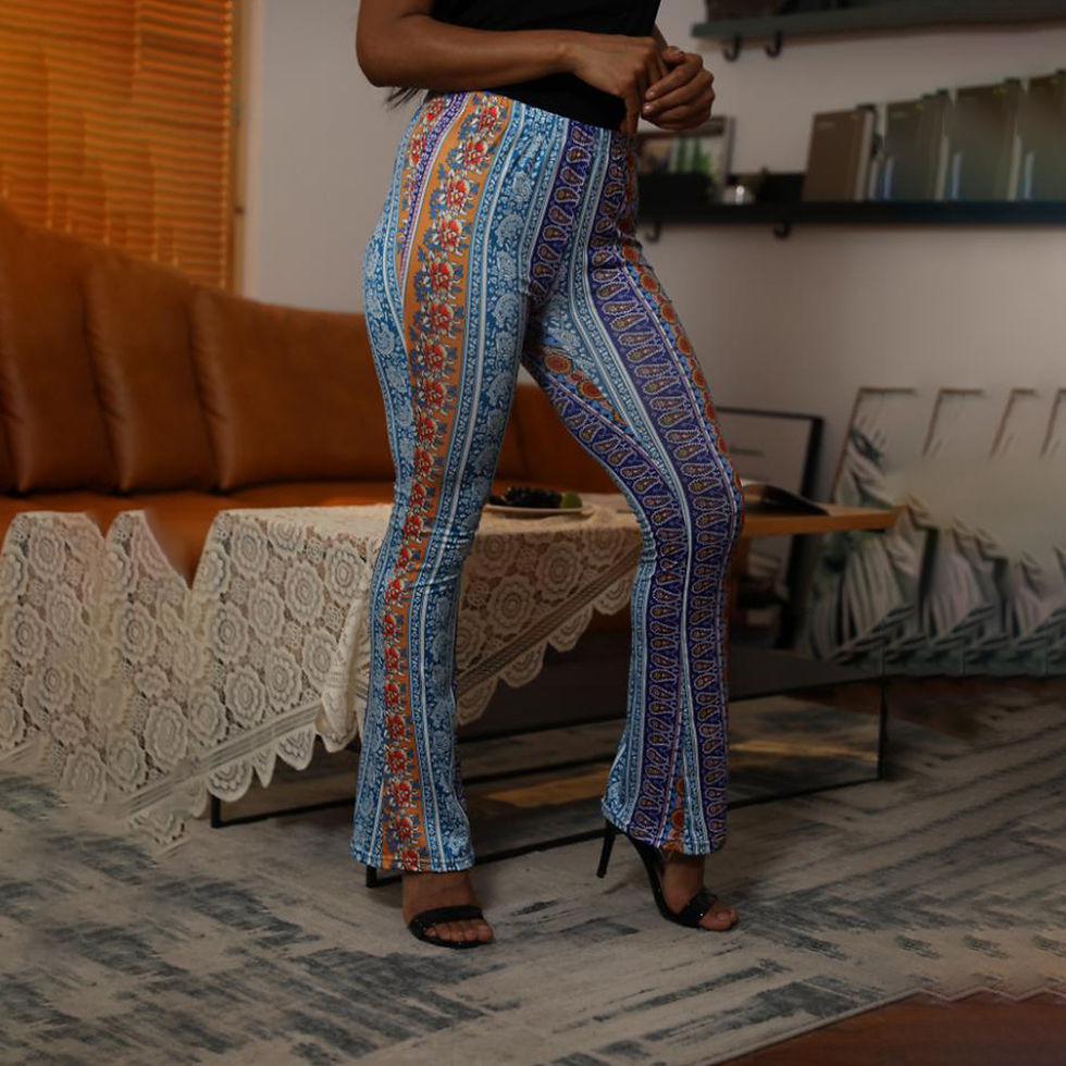 Thumbnail: Organic Cotton Boho Printed Flared Pants