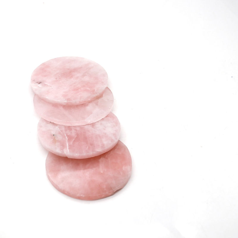 Miniature : Natural Rose Quartz Crystal Circular Tea Cup Coaster