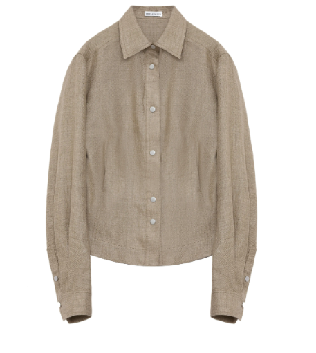 Thumbnail: Twill Linen Deconstructed Waist Shirt Top