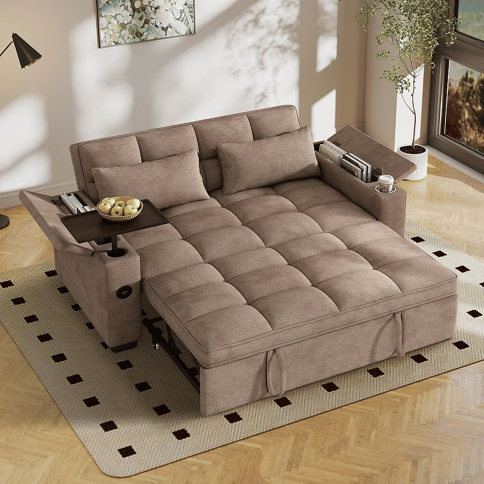 Thumbnail: FOCALSWEET S658 Sleeper Sofa Pull-Out Couch with Swivel Table