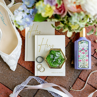 Wedding details laying on the ground