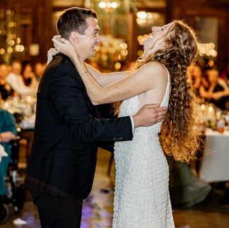 Bride and groom dancing