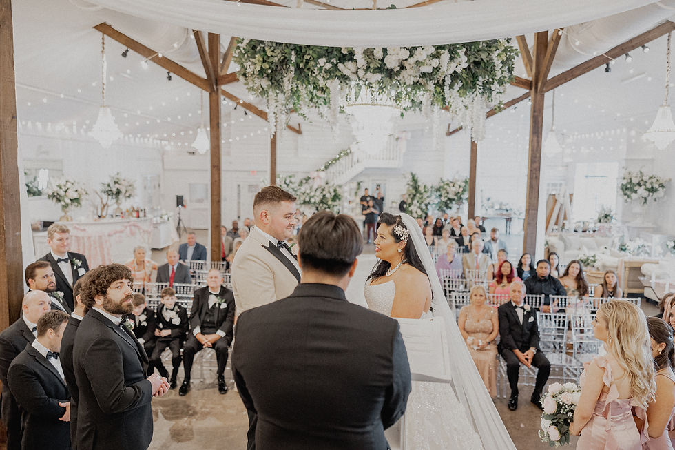 Bride and groom standing in ceremony