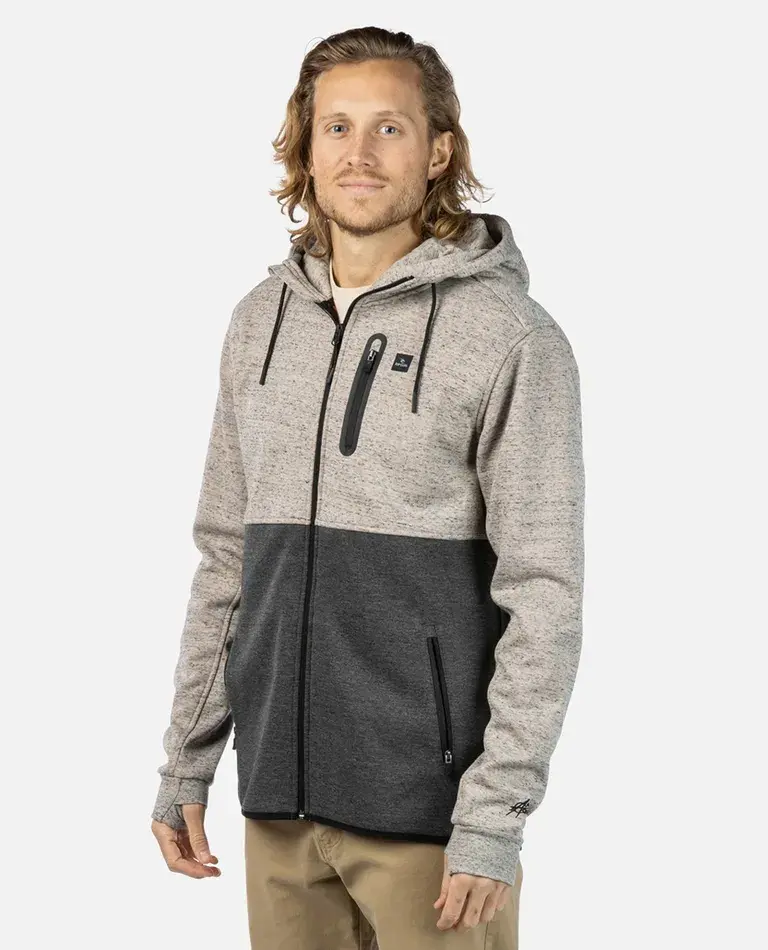 RIP CURL MEN'S DEPARTED ANTI SERIES FLEECE TAUPE COLOR FRONT