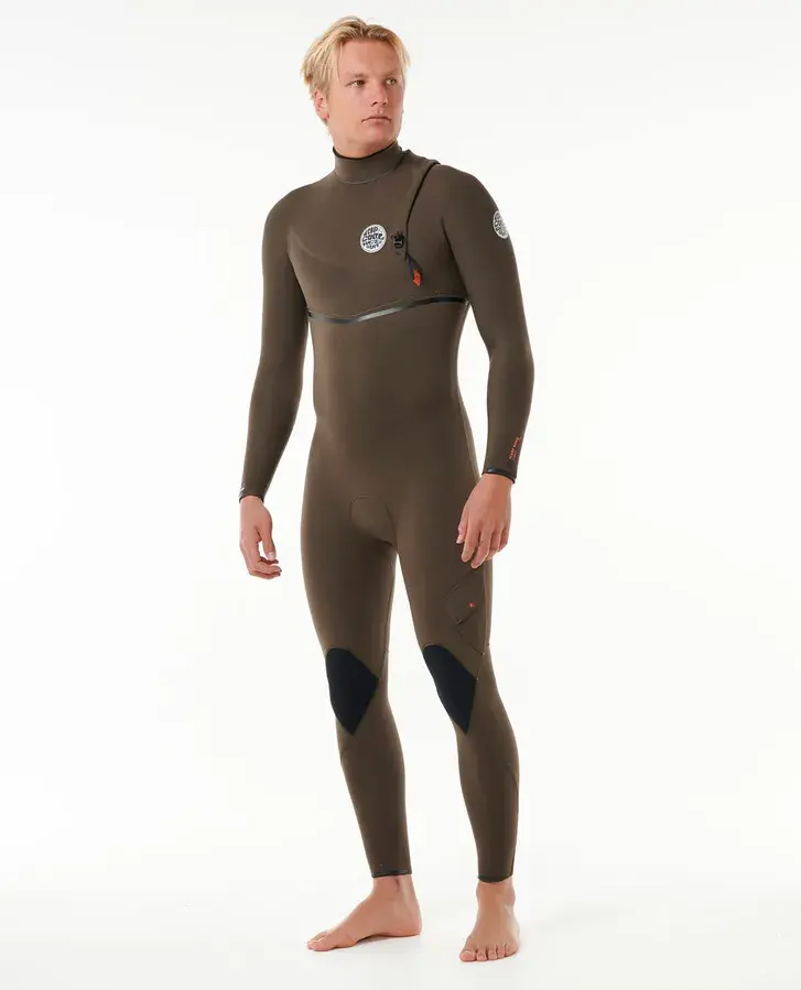 RIP CURL MENS FLASHBOMB FUSION 3/2MM ZIP FREE WETSUIT DEEP ROCK FRONT