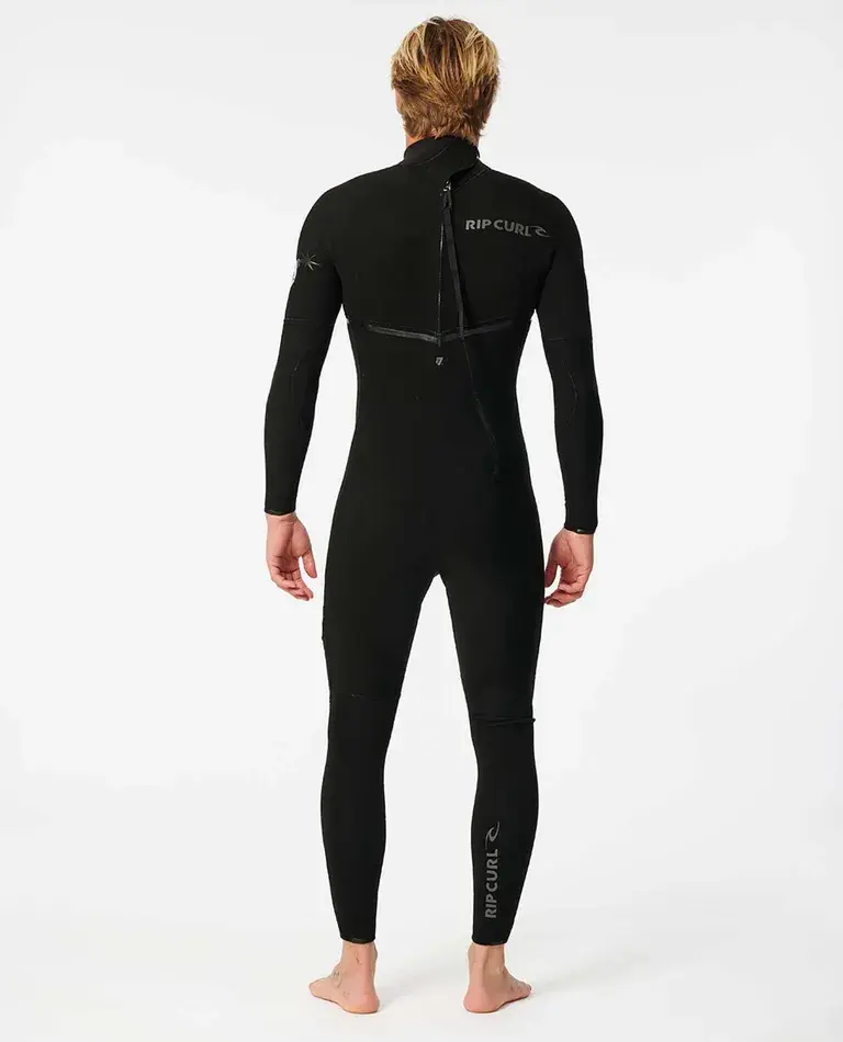 RIP CURL MENS E7 E-BOMB 3/2MM BACK ZIP WETSUIT BLACK COLOR BACK IMAGE