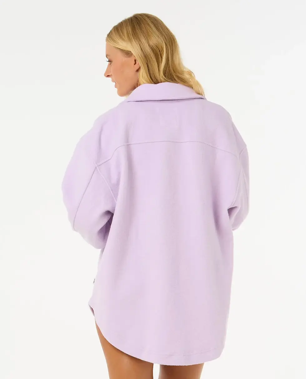 Thumbnail: RIP CURL WOMEN'S HIGH TIDE FLEECE SHACKET LILAC BACK