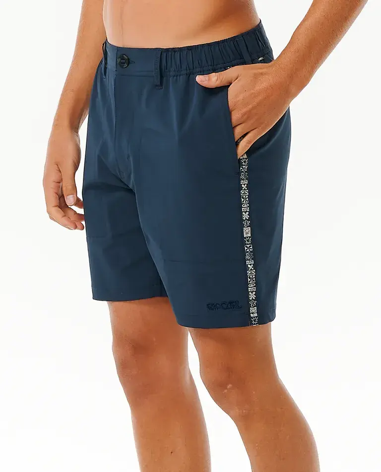 RIP CURL MEN'S SALTWATER CULTURE TAPED EASY FIT BOARDWALK SHORT NAVY FRONT