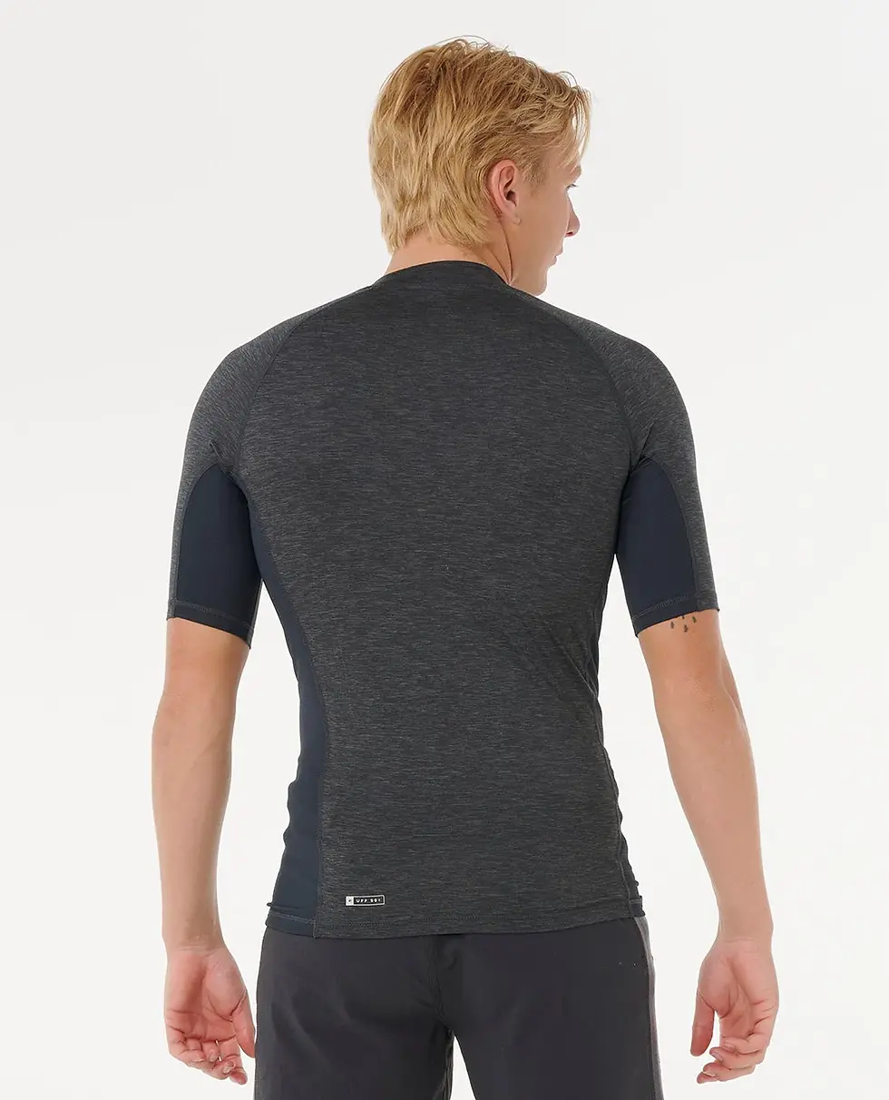 Thumbnail: RIP CURL MEN'S  DAWN PATROL UPF PERFORMANCE SHORT SLEEVE RASH GUARD MARLE BLACK