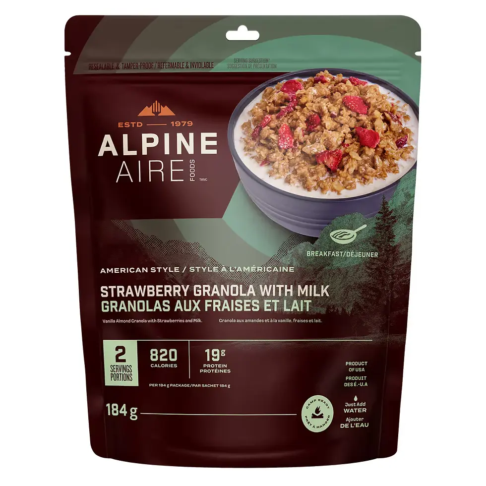 ALPINEAIRE STRAWBERRY GRANOLA W/MILK BACKPACK FOOD