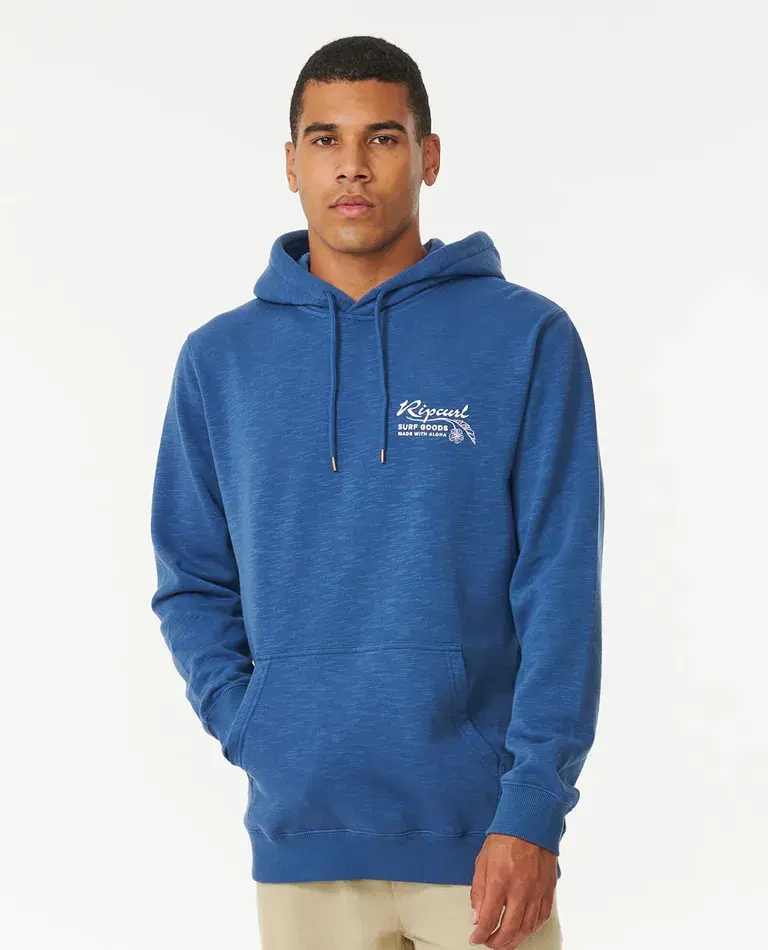 RIP CURL MEN'S MOD TROPICS ALOHA HOODIE WASHED NAVY COLOR FRONT IMAGE