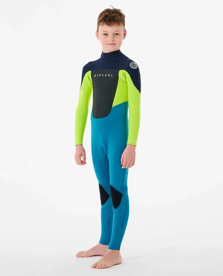 RIP CURL JUNIOR'S OMEGA 3/2 BACK ZIP WETSUIT (8-16 YEARS) NAVY FRONT