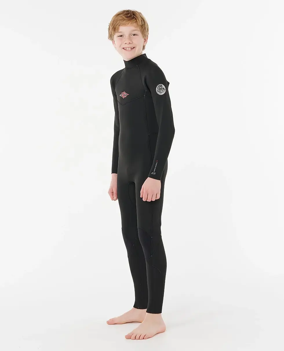 RIP CURL KIDS DAWN PATROL 4/3 BACK ZIP WETSUIT BLACK