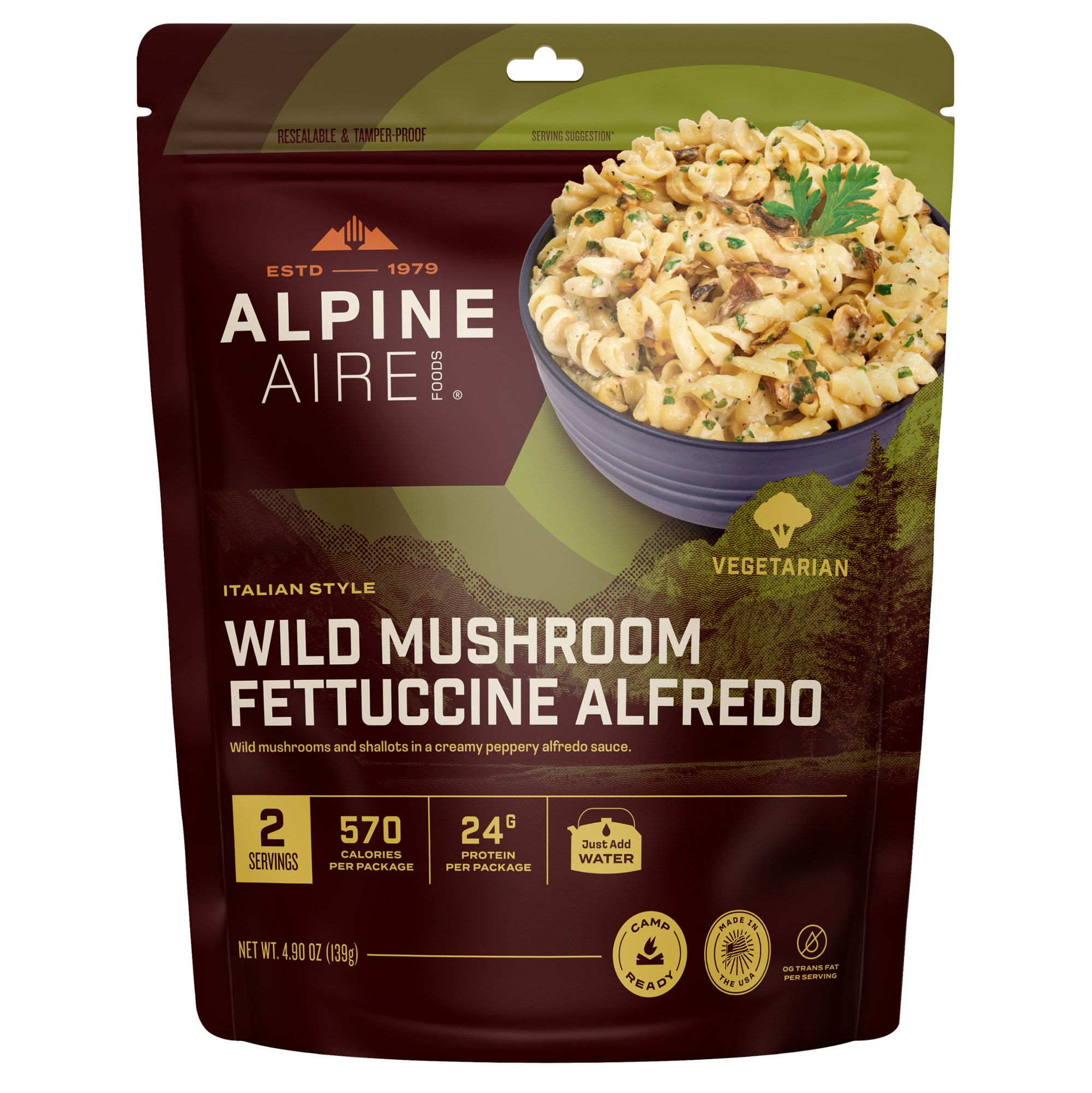 ALPINEAIRE WILD MUSHROOM FETTUCCINE ALFREDO BACKPACK FOOD