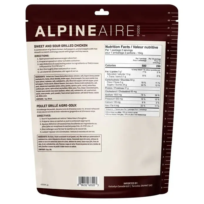 Miniatura: ALPINEAIRE SWEET AND SOUR GRILLED CHICKEN BACKPACK FOOD