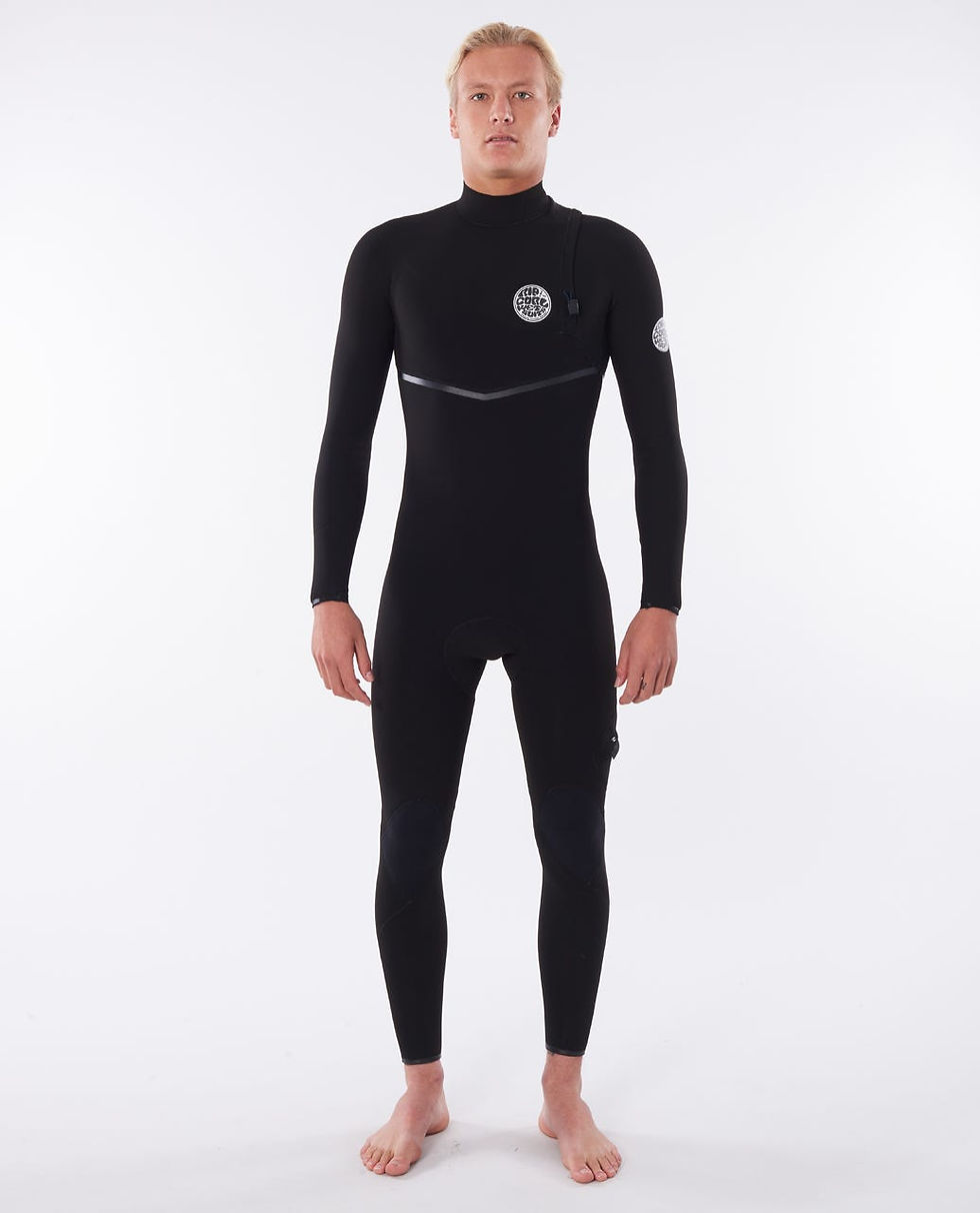 Miniatura: RIP CURL E-BOMB 2/2  ZIP FREE MEN'S WETSUIT BLACK FRONT VIEW