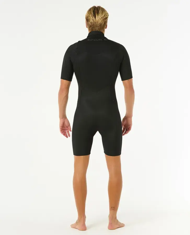 Thumbnail: RIP CURL MEN'S DAWN PATROL 2/2MM CHEST ZIP SHORT SLEEVE SPRINGSUIT BLACK BACK