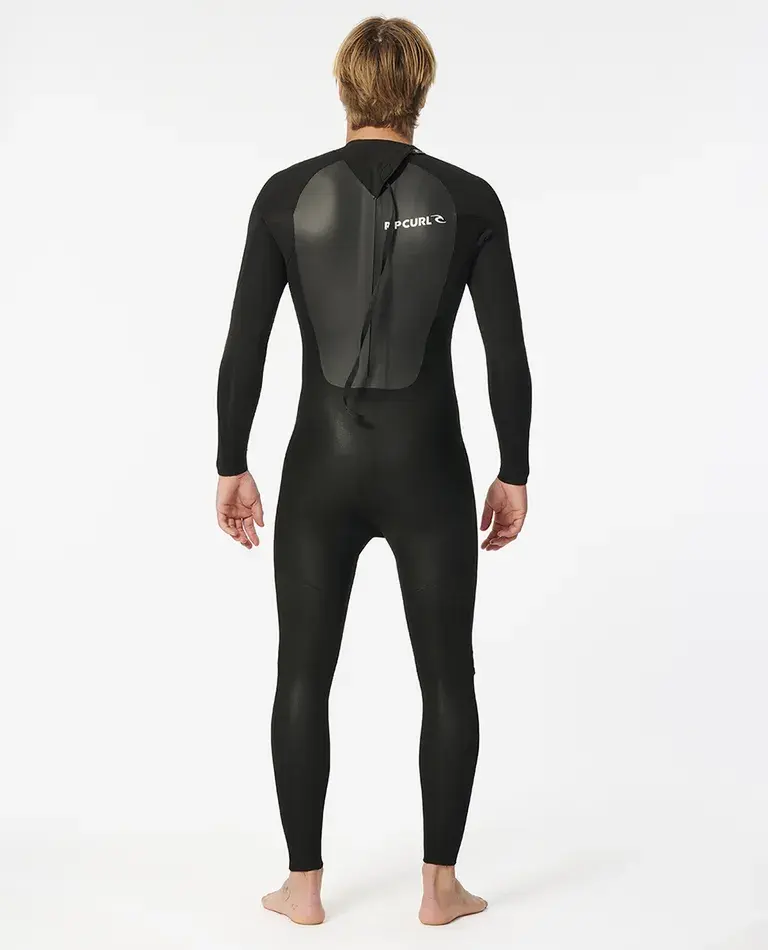 RIP CURL MENS OMEGA 4/3MM BACK ZIP FULLSUIT WETSUIT BLACK BACK IMAGE