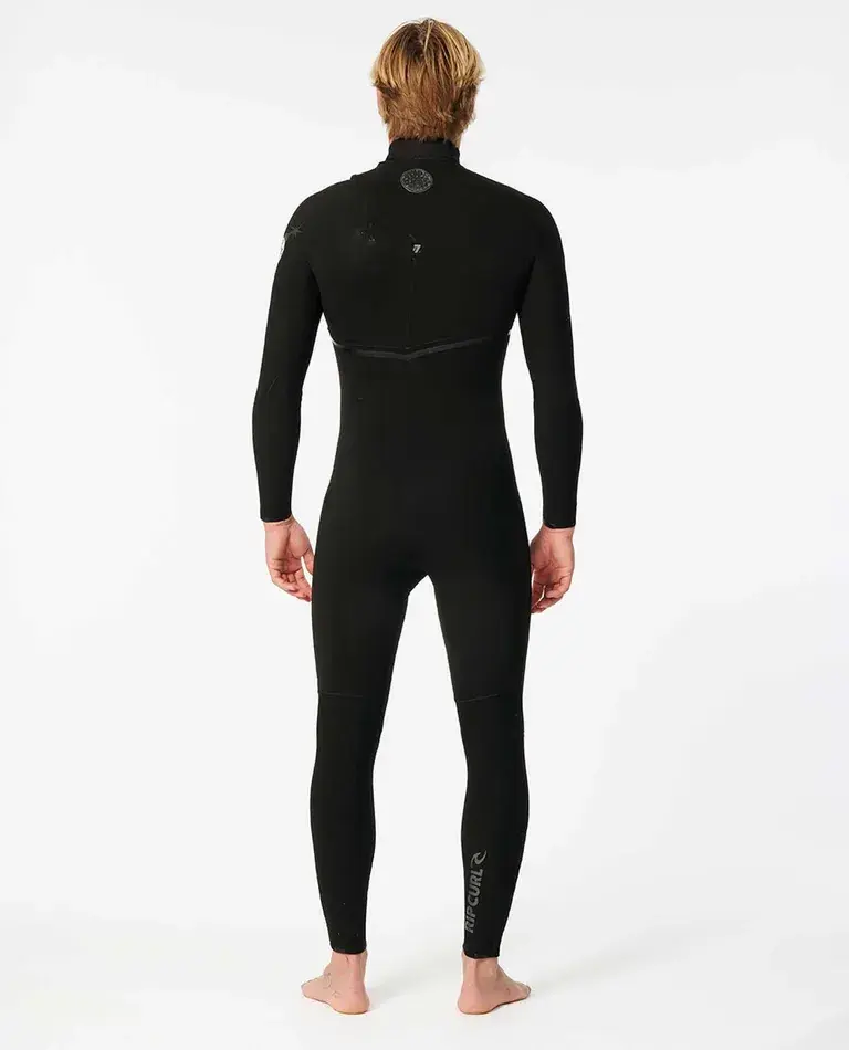 RIP CURL FLASHBOMB 4/3  ZIP FREE MEN'S WETSUIT BLACK BACK IMAGE
