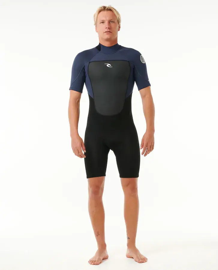RIP CURL MEN'S OMEGA 2MM SHORT SLEEVE BACK ZIP SPRINGSUIT SLATE FRONT