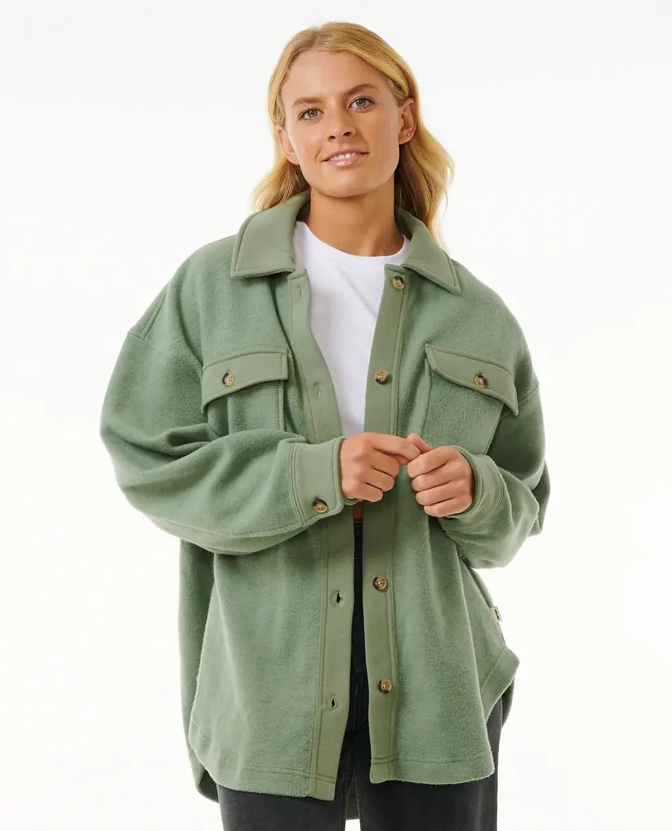 Miniatura: RIP CURL WOMEN'S HIGH TIDE FLEECE SHACKET SAGE FRONT