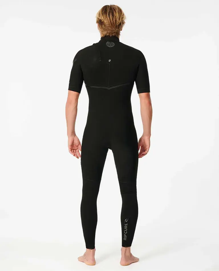 RIP CURL E7 E-BOMB 2/2  ZIP FREE SHORT SLEEVE MEN'S WETSUIT BLACK BACK IMAGE