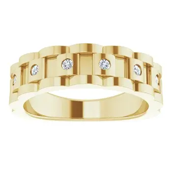 Thumbnail: Front view of 14K Yellow Gold 1/4 CTW Natural Diamond Chain Link Ring