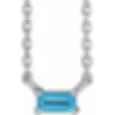 14K White Gold Swiss Blue Topaz Solitaire 18" Necklace front
