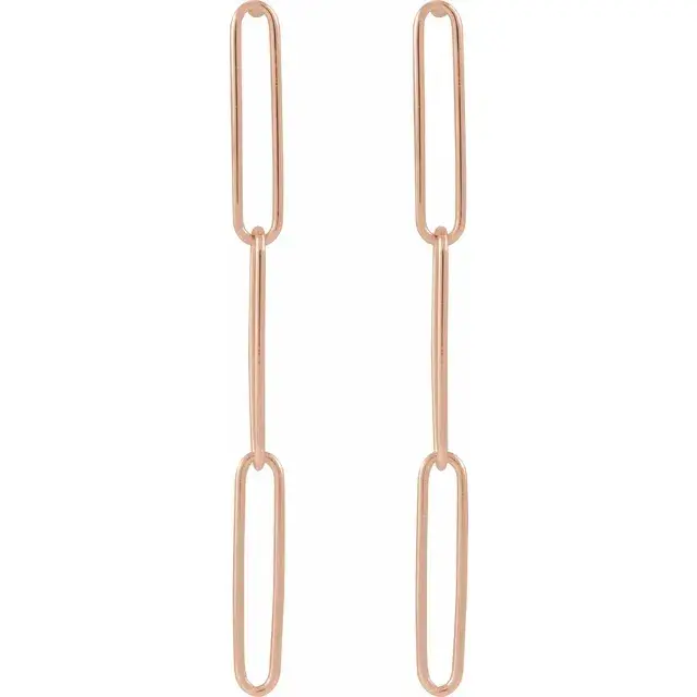 Thumbnail: Close up of 14K Rose Gold Paperclip-Style Earrings