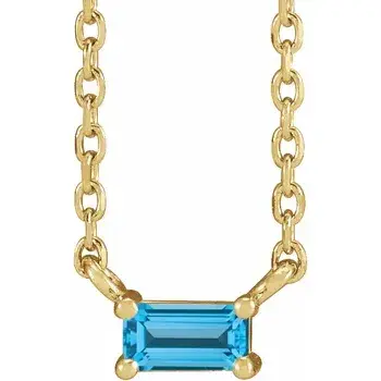 Thumbnail: 14K Yellow Gold Swiss Blue Topaz Solitaire 18"  Necklace front