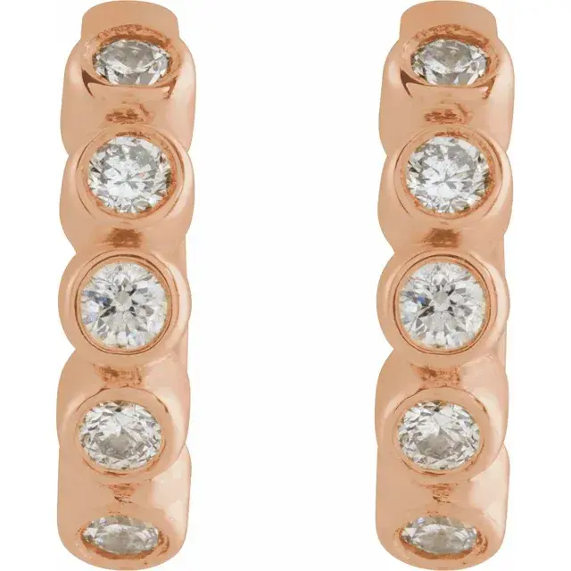 Thumbnail: 14K Rose Gold 1/8 CTW Natural Diamond Hinged Hoop Earrings