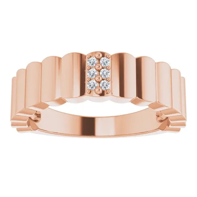 Thumbnail: 14K Rose Gold .04 CTW Natural Diamond Ridge Ring front