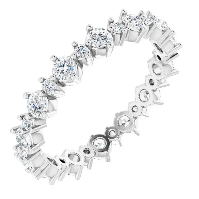 14K White Gold 1 CTW Natural Diamond Eternity Band detail