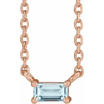 Thumbnail: 14K Rose Gold Sky Blue Topaz Solitaire 18" Necklace front