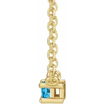 Thumbnail: 14K Yellow Gold Swiss Blue Topaz Solitaire 18" Necklace side