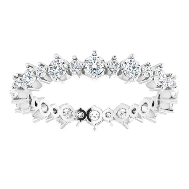 14K White Gold 1 CTW Natural Diamond Eternity Band front view