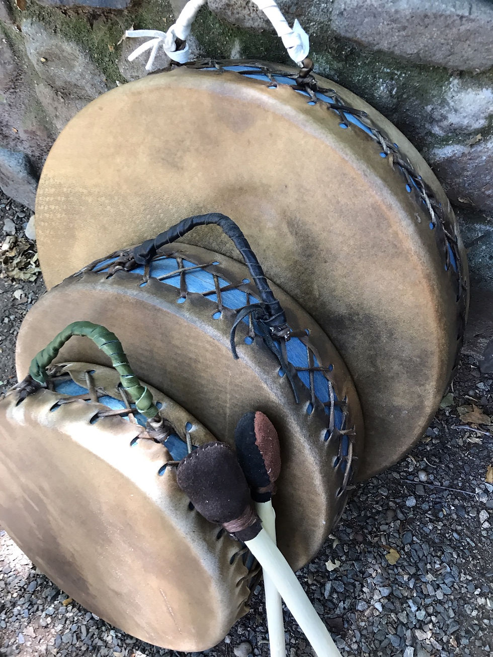 Double Sided Bison drums 14”+