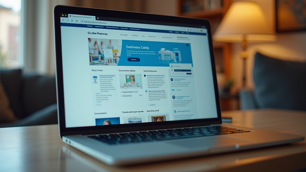 Eye-level view of a laptop screen showing an online pharmacy website