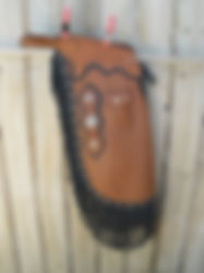 Nicotine colored leather chinks