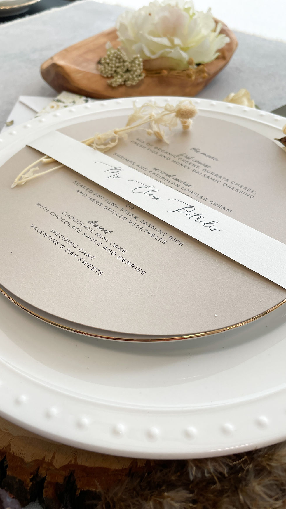 Thumbnail: Round Menu plus Name card 7.5 inches