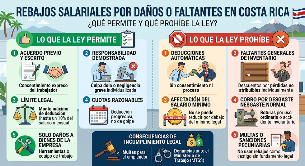 Rebajos salariales por daños o faltantes en Costa Rica: ¿Qué permite y qué prohíbe la ley?